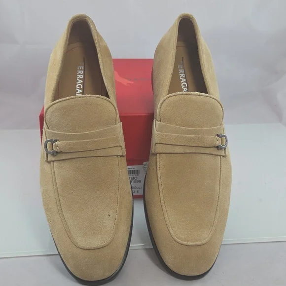 NWT $895 Salvatore Ferragamo Desio Suede Leather Moccasins Size 8.5
